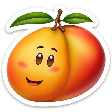 A mango with a face sticker