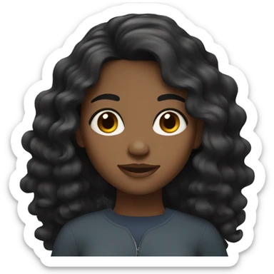 Girl with medium dark skin and wavy black hair sticker