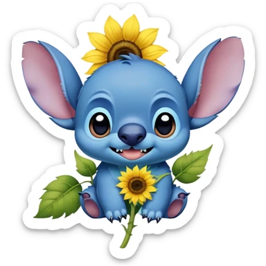 Stitch from lilo and stitch with sunflower sticker