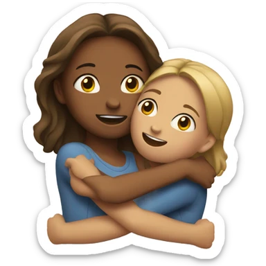 two girls hug sticker