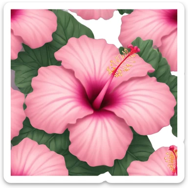 pastel pink hibiscus sticker