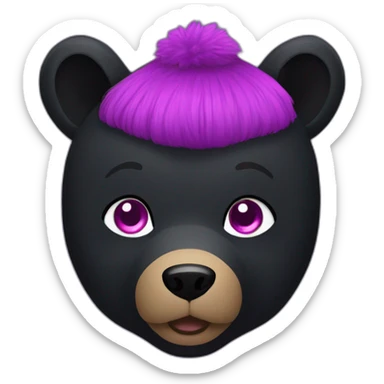 black bear in a black and purple sweater and black jeans with pink eyes sticker