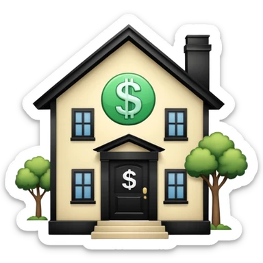 a normal house with a dollar sign in the middle sticker