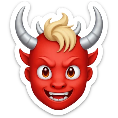 red devil with horns and mischievous expression, simple apple style emoji sticker