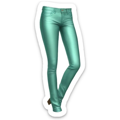 Realistic isolated side view of a metallic mint green jegging pants. sticker
