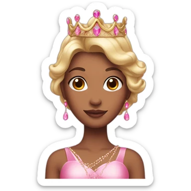 princess with crown and pink princess dress showing pink nails sticker