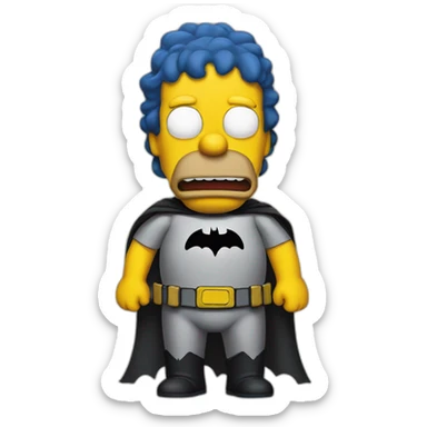 Homer simpson in a batman costume sticker