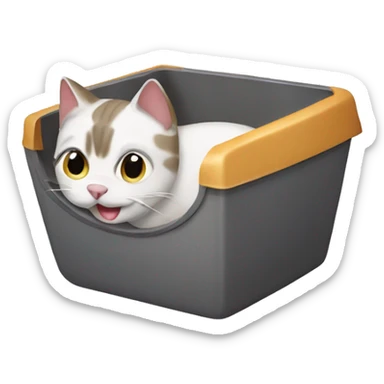 A cat pooping a litter box sticker