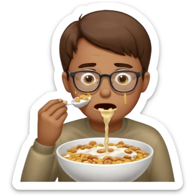 Vomit cereal man eat milk and cereal  and vomit sexy vomit crying man vomit brown hair glasses  sticker