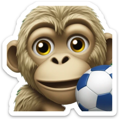 Make a monkey in Brazil national team soccer gear playing with a soccer ball. The monkey's face should be sad and crying with tears. sticker