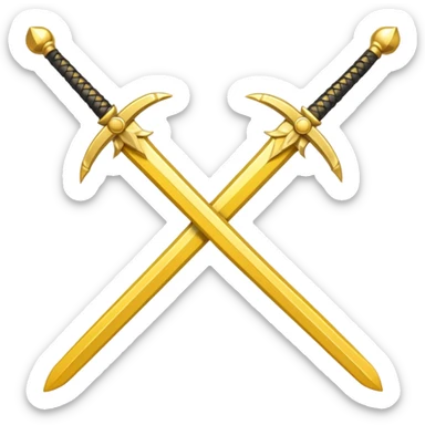 Fully yellow two swords crossed sticker