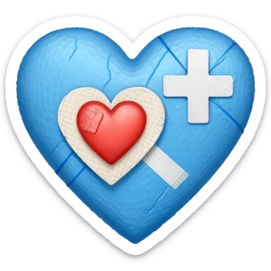 blue heart with a bandaid sticker