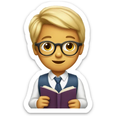 very smart child with glasses and a book sticker