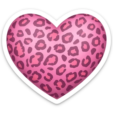 pink leopard heart sticker