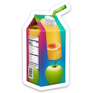 apple juice carton with a straw sticker