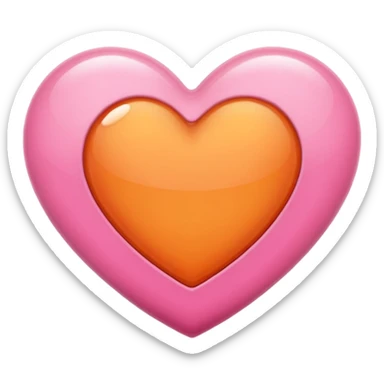 orange heart with pink shade sticker