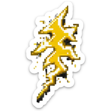 Speed power-up sprite, 64x64 pixels, bright yellow and gold lightning bolt symbol centered on tile, clean pixel edges, glowing effect, simple recognizable design that clearly communicates speed increase sticker