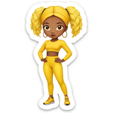 fille noir avec un ensemble collant jaune sticker