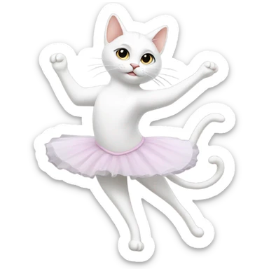 Ballerina white cat sticker