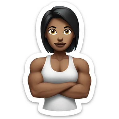 Muscle mommy with blue eyes and black hair sticker