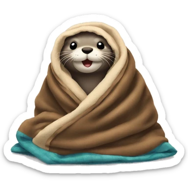 otter in a blanket sticker