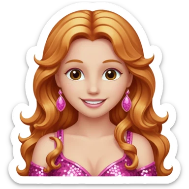 Venus, Goddess of Love from Gods and Goddesses with long reddish blonde hair, pink sequin outfit sticker