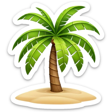 generate realistic detailed palm tree in 3d style with sand  sticker