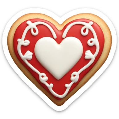 Red cookie heart with love sticker
