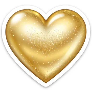 Change the glittery silver color heart with a subtle gradient and no border to a glittery gold color heart with a subtle gradient and no border. Keep the background transparent. Maintain the style and subtle gradient effect of the original heart. sticker
