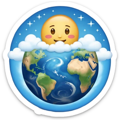 an emoji that circular like the emoji of earth but withh the representation of heaven/sky/aethenum sticker