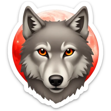 wolf with red moon behind  sticker