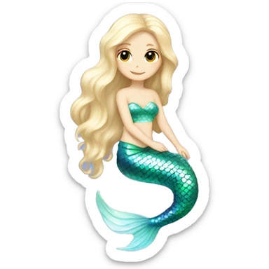 Iridescent mermaid white girl with iridescent tail sticker