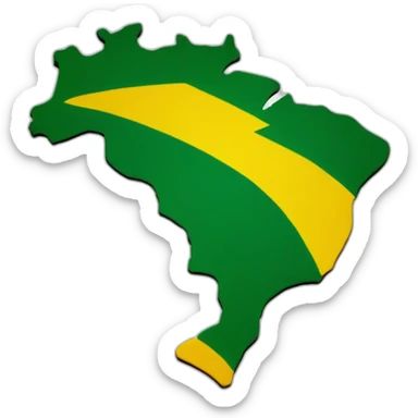 map viewed from top with brazilian colors sticker