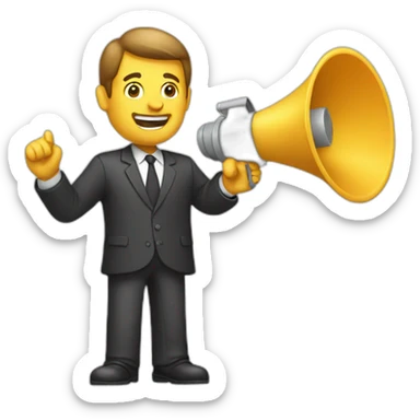 man with loudspeaker sticker