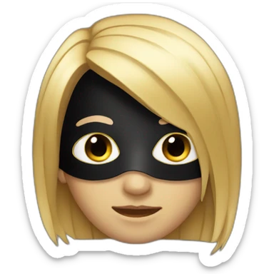 a boy with a straight hair wearing a black mask sticker