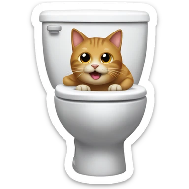 Cat pooping in the toilet  sticker