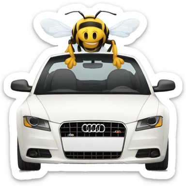 Bee driving white Audi  sticker