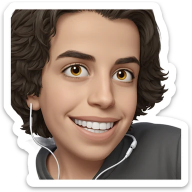 smiling boy with earphones sticker