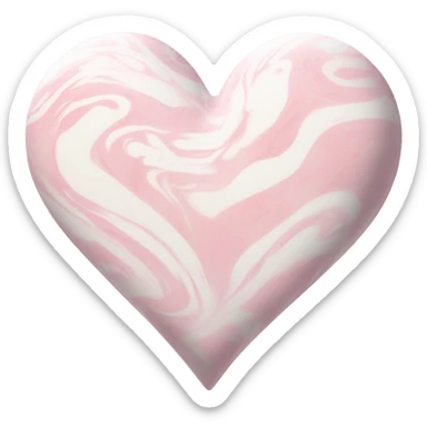 White and light pink marbled heart sticker