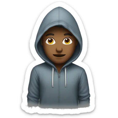 A person wearing a hoodie sticker