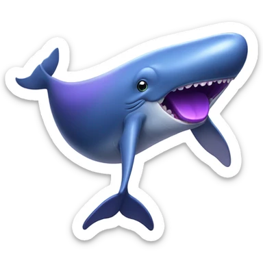 Blue whale purple, open mouth sticker