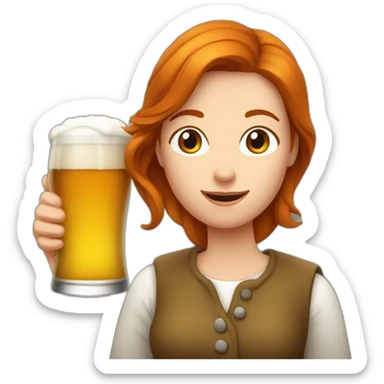 Une femme rousse qui boit de la bière sticker