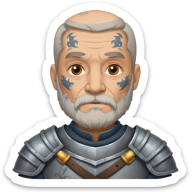 elderly tattooed knight, tattooed shoulder sticker