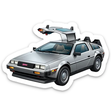 Silver DMC 12 Delorean sticker