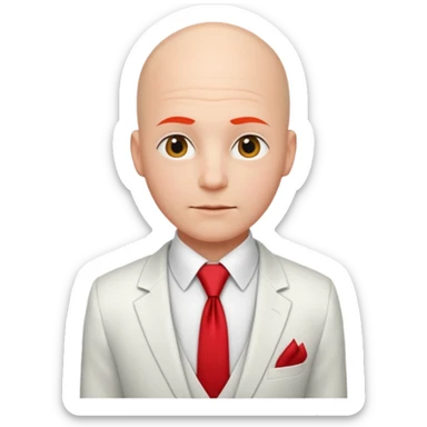 bald with red necktie, white suit sticker