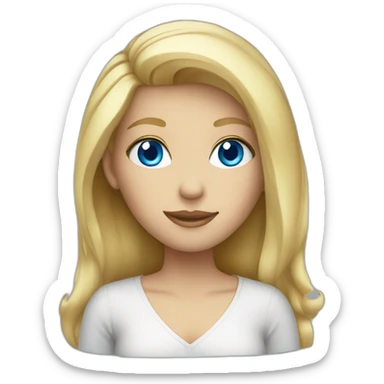 Blonde laptop girl with blue eyes sticker