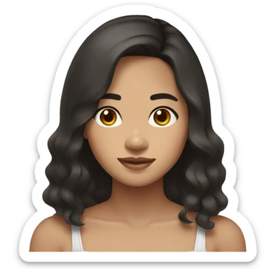 filipina freckles shoulder-length dark brownl hair sticker