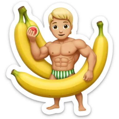 banana as superhuman. add watermelons in background  sticker