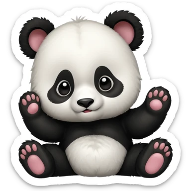 Panda cub slapping there four head sticker