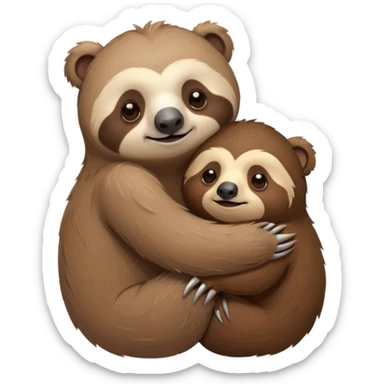a sloth and a bear hugging sticker
